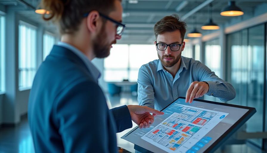 Architects using digital tablets for real-time collaboration